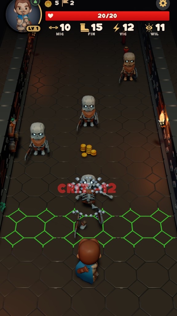 Rogue landing a critical hit on a skeleton