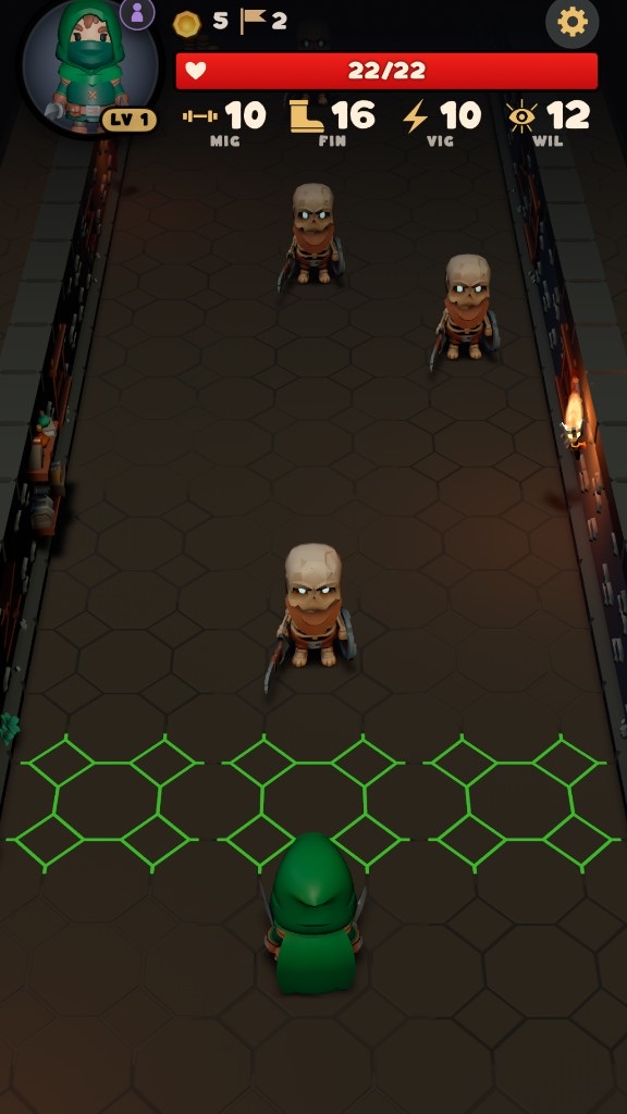 Assassin choosing a move on the glowing hex grid